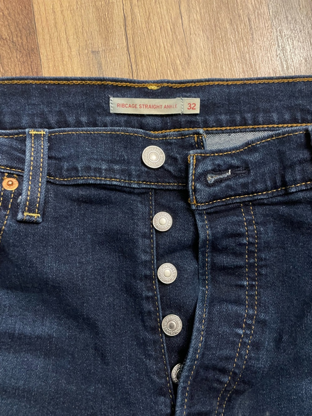Levi's Ribcage Straight Ankle Jeans dark blue size 32x27